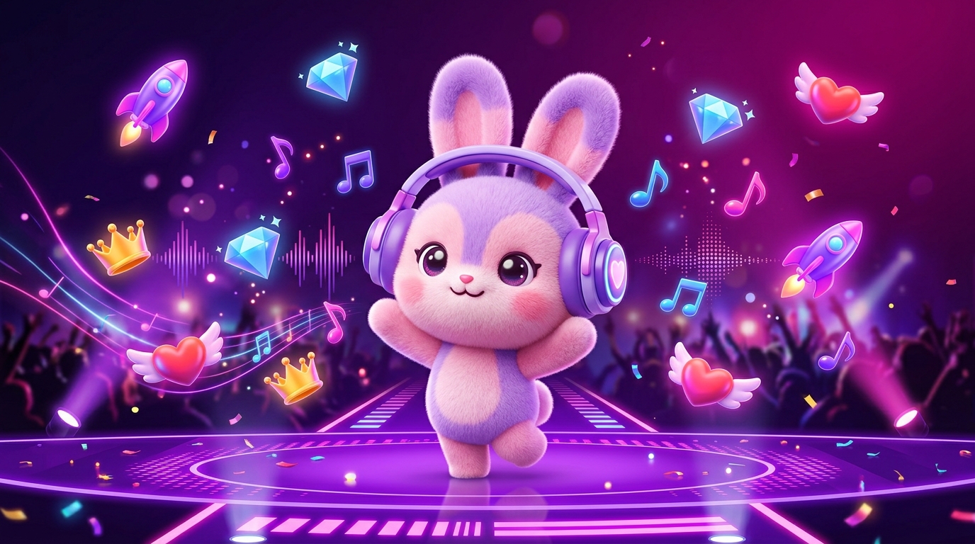 Vibbi Bunny Mascot on stage